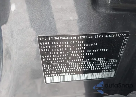 2022 Volkswagen Taos 1.5T Se z USA, uszkodzony, nr VIN 3VVPX7B29NM082754